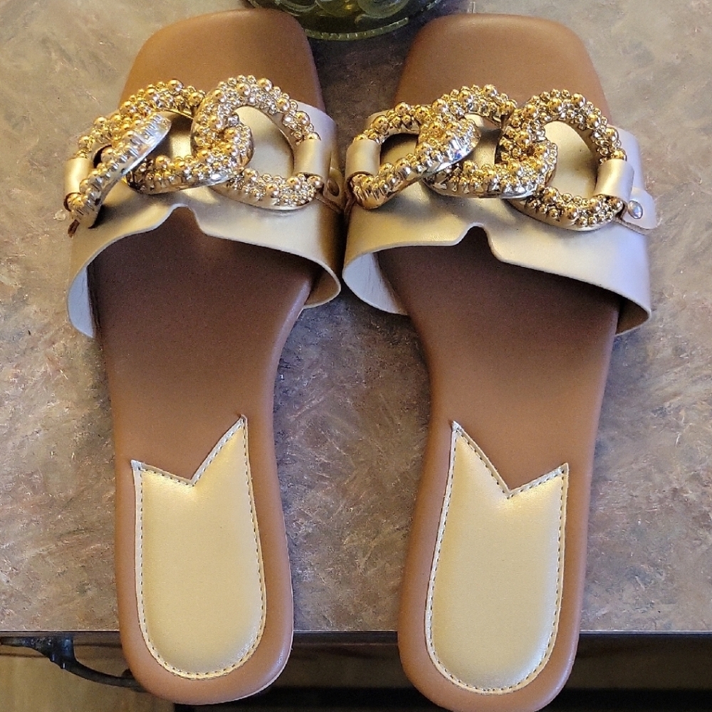 Elegant Gold Chain Embellished Women's Sandals